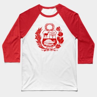 Peru - Coat of arms - Escudo Peruano - Red Baseball T-Shirt